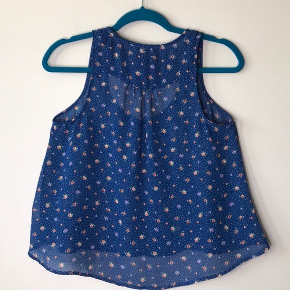 Tiny Floral print Tank Button Down Tank Top - Picture 7 of 13